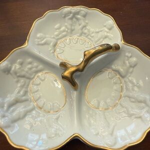 Gold-Trimmed Cherub divided relish tray! Excellent condition!